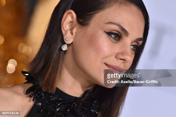 Actress Mila Kunis arrives at the Los Angeles premiere of 'A Bad Moms Christmas' at Regency Village Theatre on October 30, 2017 in Westwood,...