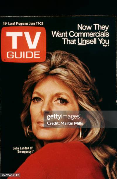 Guide cover shows actress Julie London posing for a portrait circa February, 1972 in Los Angeles, California.