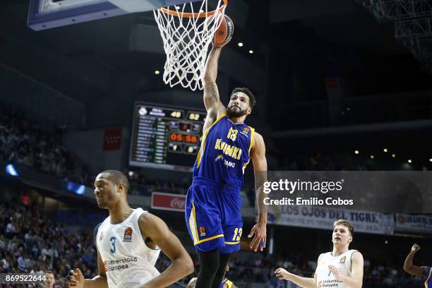 Anthony Gill, #13 of Khimki Moscow Region in action during the 2017/2018 Turkish Airlines EuroLeague Regular Season Round 5 game between Real Madrid...