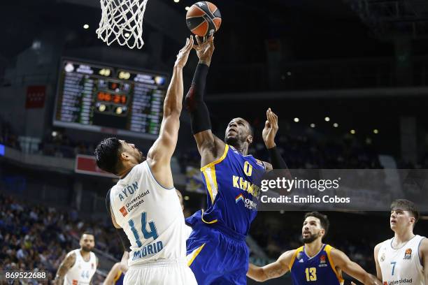 Thomas Robinson, #0 of Khimki Moscow Region in action during the 2017/2018 Turkish Airlines EuroLeague Regular Season Round 5 game between Real...