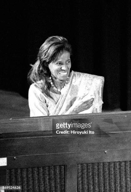 Alice Coltrane on organ performing at Town Hall as part of the Texaco New York Jazz Festival on June 14, 1998.