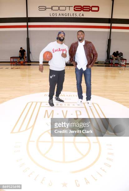 Baron Davis and Roger Mason Jr. Attend The Launch of The House Of Remy Martin MVP Experience at Shoot 360 on November 2, 2017 in Torrance, California.