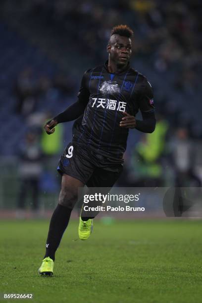 Mario Balotelli of OGC Nice in action during the UEFA Europa League group K match between SS Lazio and OGC Nice at Stadio Olimpico on November 2,...