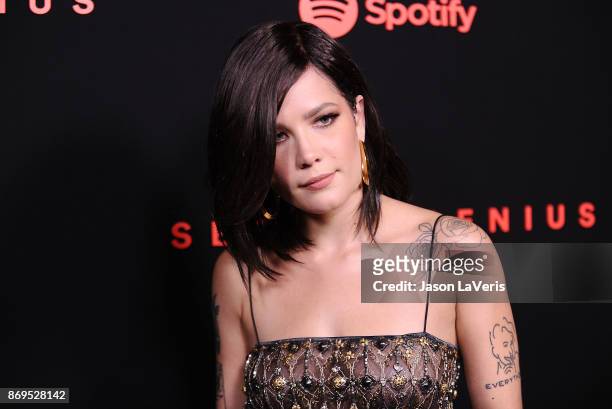 Singer Halsey attends Spotify's inaugural Secret Genius Awards at Vibiana Cathedral on November 1, 2017 in Los Angeles, California.