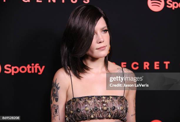 Singer Halsey attends Spotify's inaugural Secret Genius Awards at Vibiana Cathedral on November 1, 2017 in Los Angeles, California.