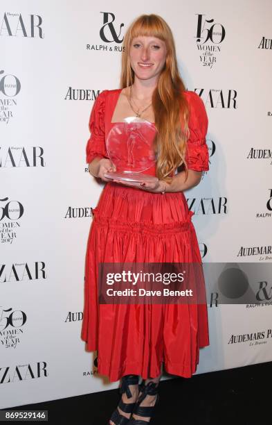 Molly Goddard, winner of the Breakthrough Designer Award, attend Harper's Bazaar Women of the Year Awards in association with Ralph & Russo, Audemars...