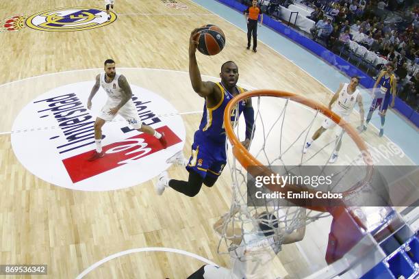 Charles Jenkins, #22 of Khimki Moscow Region in action during the 2017/2018 Turkish Airlines EuroLeague Regular Season Round 5 game between Real...