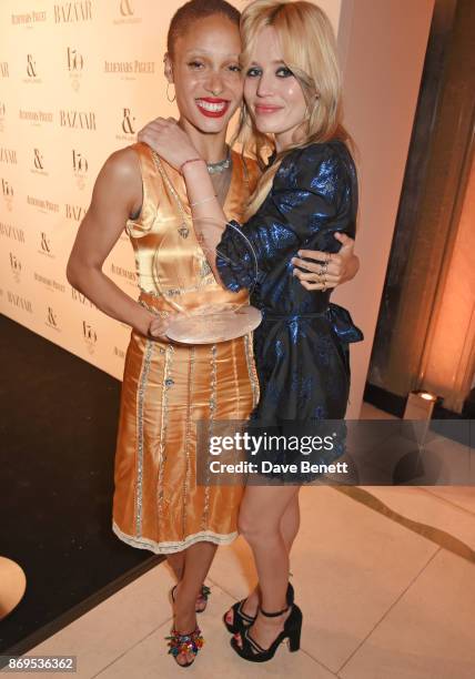 Adwoa Aboah, winner of the Role Model award, and Georgia May Jagger attend Harper's Bazaar Women of the Year Awards in association with Ralph &...