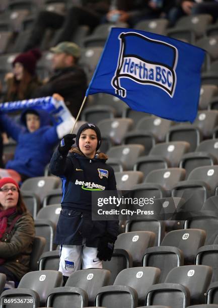 Fan of Hertha BSC before the game between Hertha BSC and Zorya Luhansk on november 2, 2017 in Berlin, Germany.