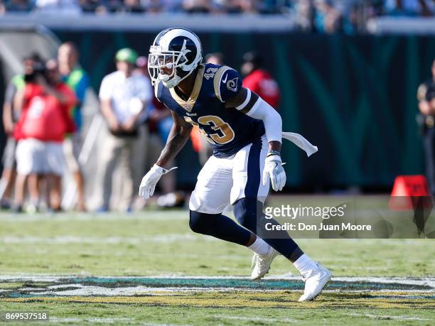 Safety John Johnson III of the Los Angeles Rams during the game against the Jacksonville Jaguars at EverBank Field on October 15, 2017 in...