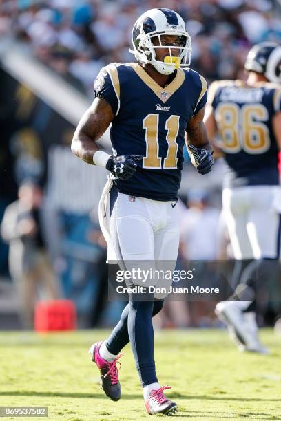 Wide Receiver Tavon Austin of the Los Angeles Rams during the game against the Jacksonville Jaguars at EverBank Field on October 15, 2017 in...