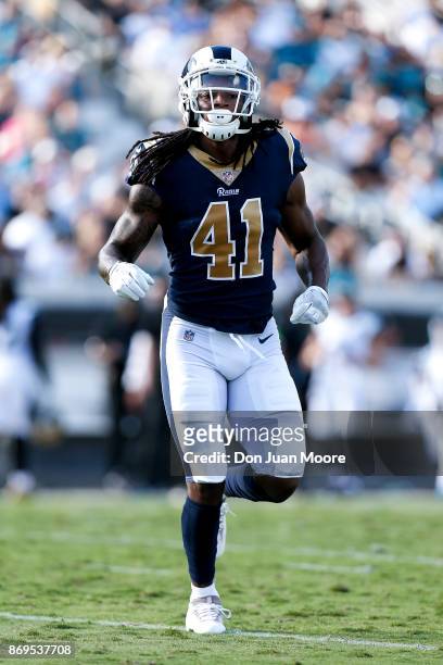 Safety Marqui Christian of the Los Angeles Rams during the game against the Jacksonville Jaguars at EverBank Field on October 15, 2017 in...