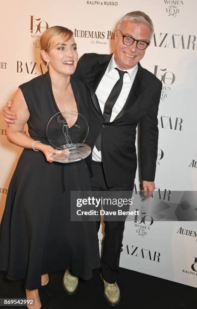 Kate Winslet, winner of the British Actress of the Year award, and Stephen Daldry attend Harper's Bazaar Women of the Year Awards in association with...