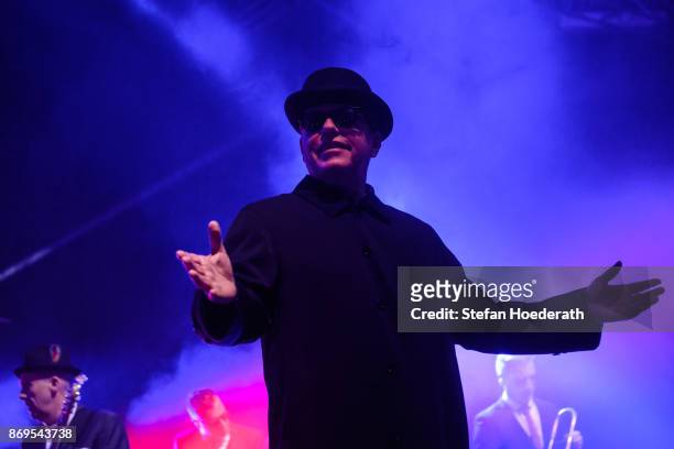 Singer Graham McPherson of Madness performs live on stage during a concert at Tempodrom on November 2, 2017 in Berlin, Germany.