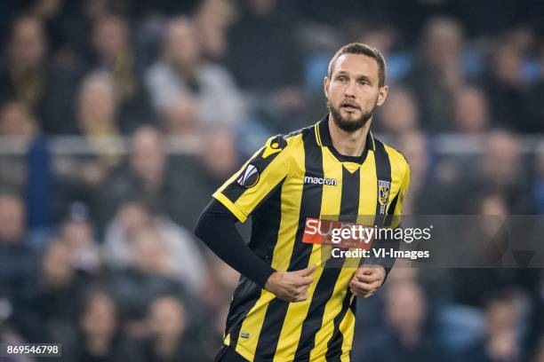 Tim Matavz of Vitesse during the UEFA Europa League group K match between Vitesse Arnhem and sv Zulte Waregem at Gelredome on November 02, 2017 in...