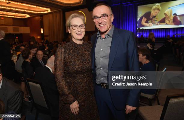 Actress Meryl Streep and Director Danny Boyle attend The 2017 Rescue Dinner hosted by IRC at New York Hilton Midtown on November 2, 2017 in New York...