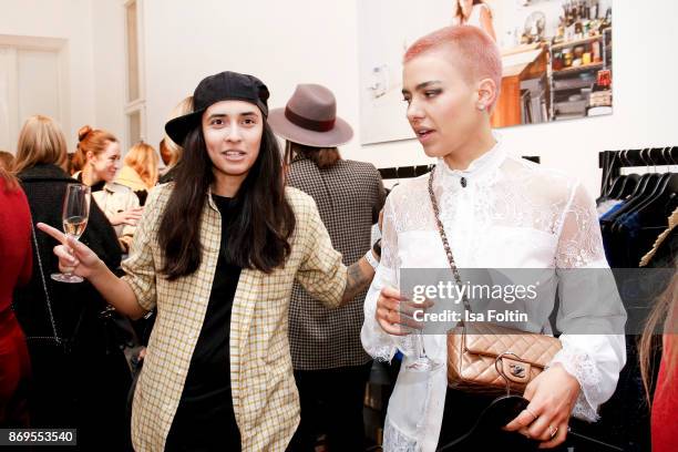 German politician and author Diana Kinnert and German singer Alina Sueggeler alias Frida Gold at the Vestiaire Collective and Toni Garrn Charity Sale...