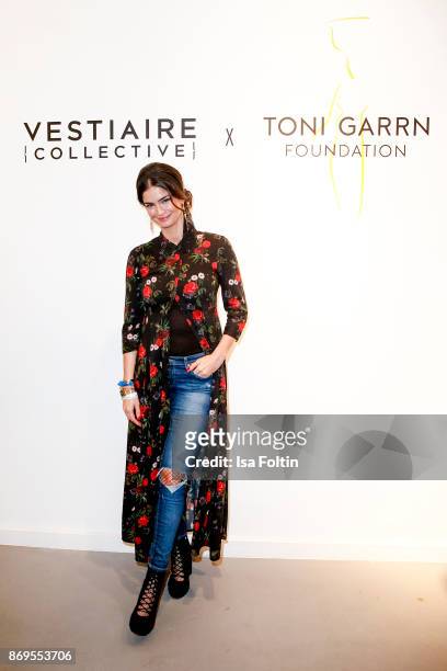 Model Shermine Shahrivar at the Vestiaire Collective and Toni Garrn Charity Sale Opening on November 2, 2017 in Berlin, Germany.