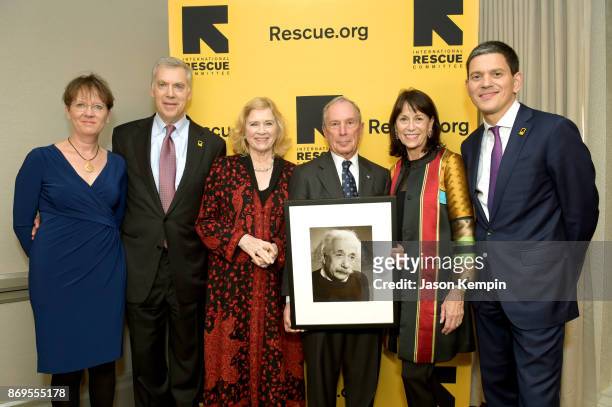 Louise Shackelton, Tracy Wolstencroft, Liv Ullmann, Michael Bloomberg, Katherine Farley, and David Miliband attend The 2017 Rescue Dinner hosted by...