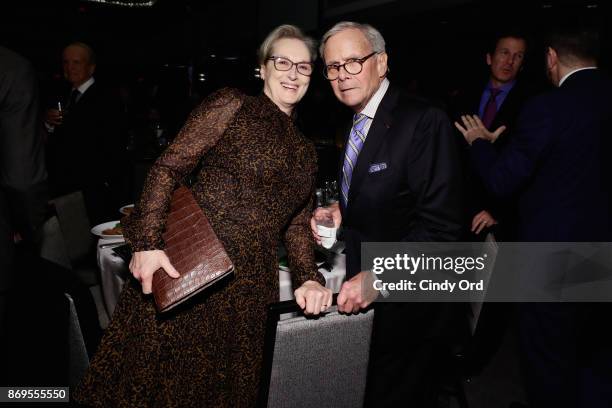 Actress Meryl Streep and Journalist and News Anchor Tom Brokaw attend The 2017 Rescue Dinner hosted by IRC at New York Hilton Midtown on November 2,...