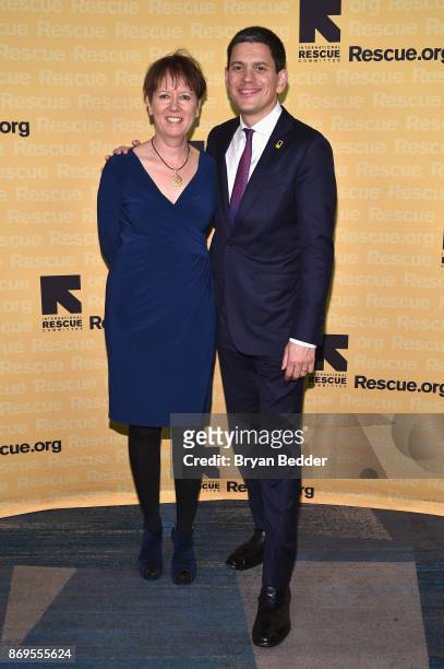 Louise Shackelton and IRC President and CEO David Miliband attend The 2017 Rescue Dinner hosted by IRC at New York Hilton Midtown on November 2, 2017...