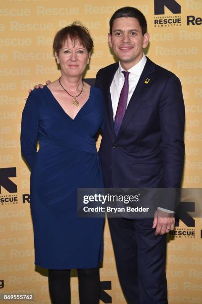 Louise Shackelton and IRC President and CEO David Miliband attend The 2017 Rescue Dinner hosted by IRC at New York Hilton Midtown on November 2, 2017...