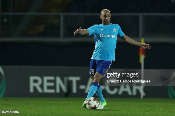 November 02: Olympique Marseille Aymen Abdennour from Tunisia during the match between Vitoria Guimaraes and Olympique Marseille match for UEFA...