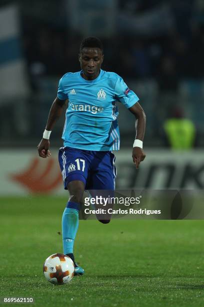 November 02: Olympique Marseille forward Bouna Sarr from Guinea during the match between Vitoria Guimaraes and Olympique Marseille match for UEFA...