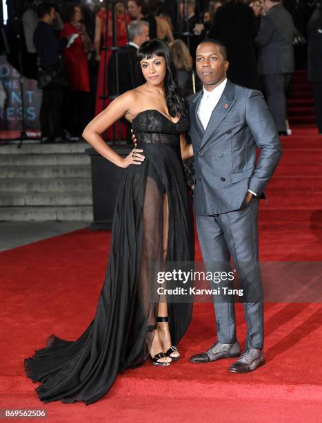 Nicolette Robinson and Leslie Odom Jr attend the 'Murder On The Orient Express' World Premiere at Royal Albert Hall on November 2, 2017 in London,...