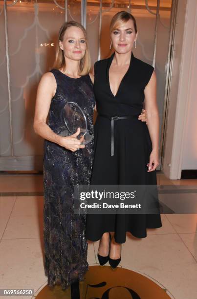 Jodie Foster, winner of the Inspiration Award, and Kate Winslet attend Harper's Bazaar Women of the Year Awards in association with Ralph & Russo,...