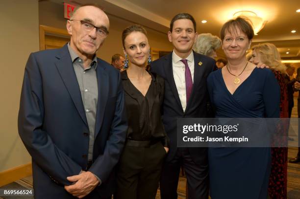 Danny Boyle, Amber Sainsbury, David Miliband, and Louise Shackelton attend The 2017 Rescue Dinner hosted by IRC at New York Hilton Midtown on...