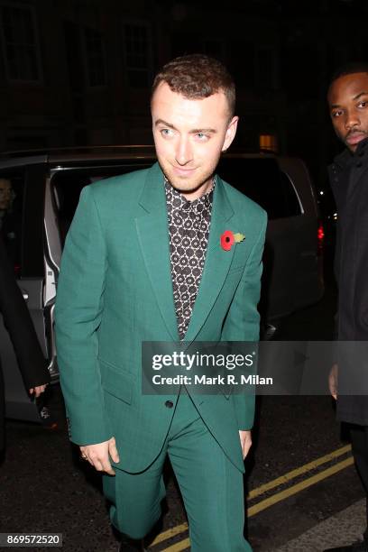 Sam Smith attending the Harper's Bazaar Women of the Year awards at Claridges Hotel on November 2, 2017 in London, England.