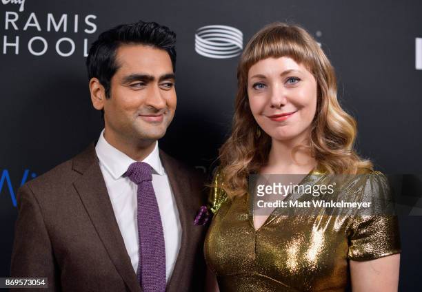 Kumail Nanjiani and Emily V. Gordon attend Inaugural IndieWire Honors on November 2, 2017 in Los Angeles, California.