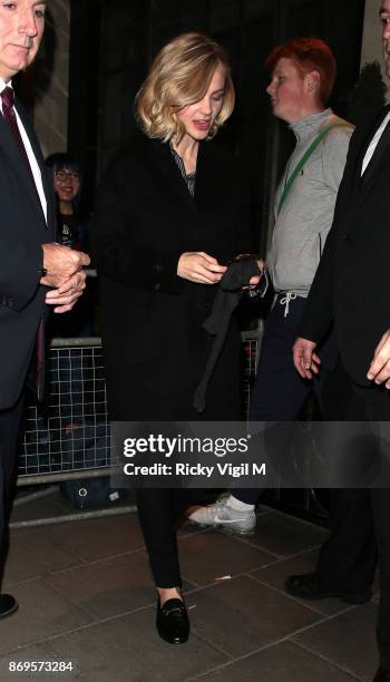 Carey Mulligan seen leaving Harper's Bazaar Women of the Year Awards at Claridge's on November 2, 2017 in London, England.