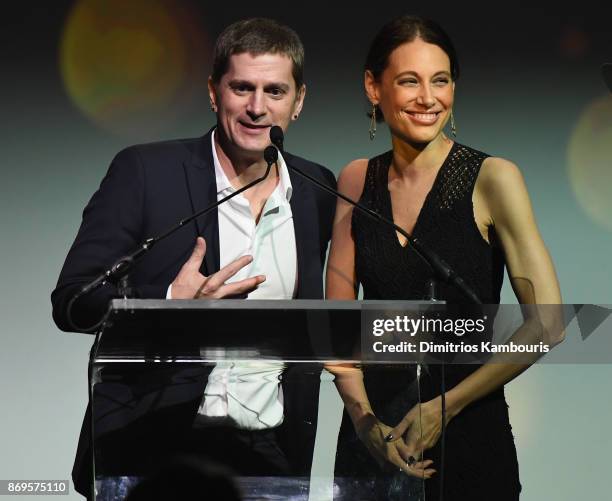 Rob Thomas and Marisol Thomas speak onstage at the Samsung annual charity gala 2017 at Skylight Clarkson Sq on November 2, 2017 in New York City.