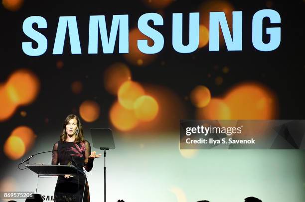 Evelyn Iocolano speaks onstage at the Samsung annual charity gala 2017 at Skylight Clarkson Sq on November 2, 2017 in New York City.