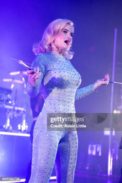 Grace Chatto of Clean Bandit performs live on stage at the Eventim Apollo, Hammersmith on November 2, 2017 in London, England.