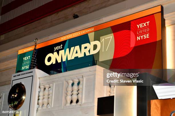 View of the signage during the NYSE Party at the ONWARD17 Conference- Day 2 on November 2, 2017 in New York City.