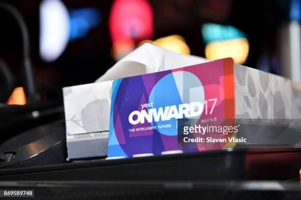 View of the signage during the NYSE Party at the ONWARD17 Conference- Day 2 on November 2, 2017 in New York City.