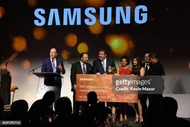President and CEO Samsung Electronics North America Tim Baxter speaks onstage during the Samsung annual charity gala 2017 at Skylight Clarkson Sq on...