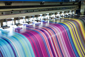 Large inkjet printer working multicolor on vinyl banner