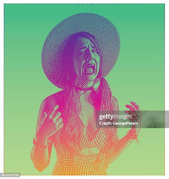 boho hipster woman - spilled milk stock illustrations