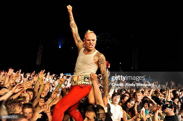 Keith Flint of The Prodigy performs on stage on Day 2 of BBC Radio 1's Big Weekend at Lydlard Park on May 10, 2009 in Swindon, England.