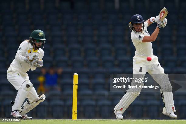 Lauren Winfield of England bats during day one of the Women's Tour match between England and the Cricket Australia XI at Blacktown International...