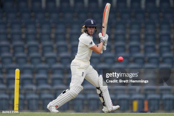 Lauren Winfield of England bats during day one of the Women's Tour match between England and the Cricket Australia XI at Blacktown International...