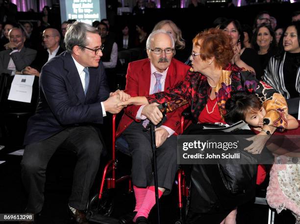 Matthew Broderick, Dick McCoy, and Mary McCoy at the 6th Annual Reel Stories, Real Lives event benefiting MPTF at Milk Studios on November 2, 2017 in...
