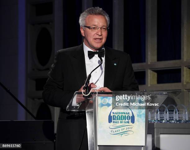 National Radio Hall of Fame Chairman Kraig T. Kitchin presents onstage at the National Radio Hall of Fame Class Of 2017 Induction Ceremony &...