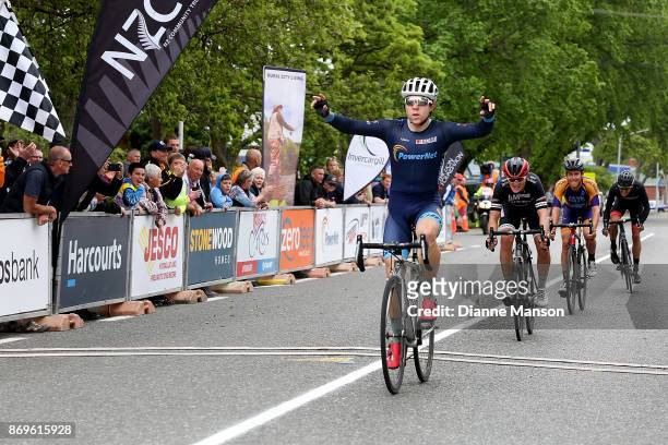 Brad Evans of Dunedin, Powernet , finishes first during stage 5 from Invercargill to Gore of the 2017 Tour of Southland on November 3, 2017 in...