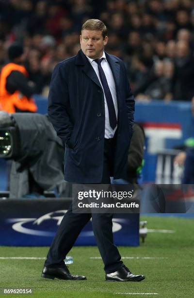 Coach of Anderlecht Hein Vanhaezebrouck during the UEFA Champions League group B match between Paris Saint-Germain and RSC Anderlecht at Parc des...