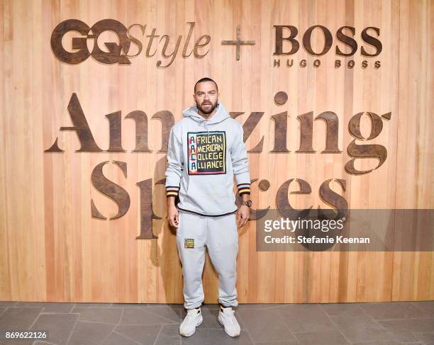 Jesse Williams attends GQ Style & Hugo Boss celebrate Amazing Spaces with Edgar Ramirez at John Lautner's Harvey House on November 2, 2017 in Los...